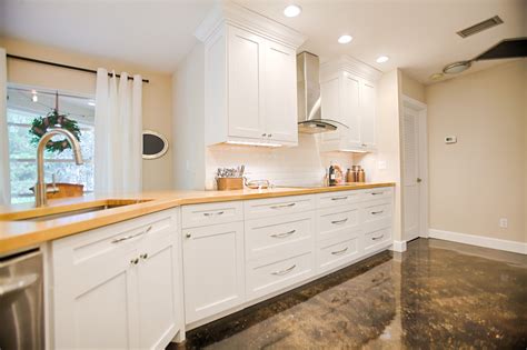 To diy or not to diy? Kitchen Renovation with stained concrete floors, white ...