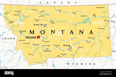 Montana Mt Mappa Politica Con La Capitale Helena Stato Nella