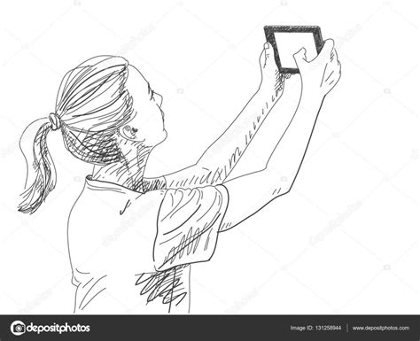 Woman Taking Selfie Photo Stock Vector By Olgatropinina