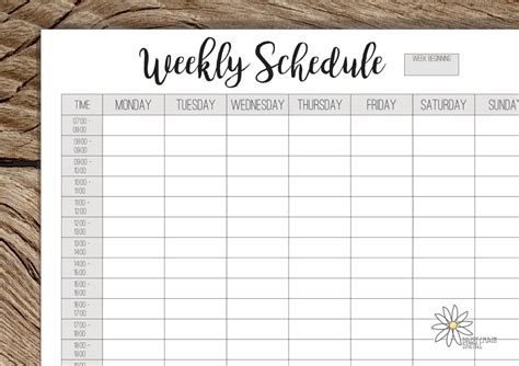 Printable Weekly Schedule Weekly Timetable A4 And Us Etsy Canada
