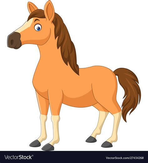 Cartoon Brown Horse Isolated On White Background Vector Image