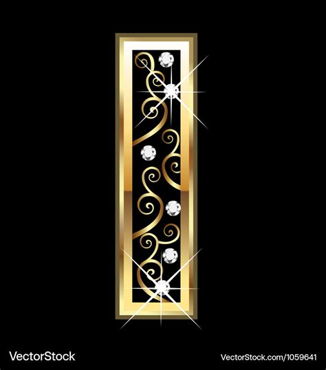 I Gold Letter With Swirly Ornaments Royalty Free Vector