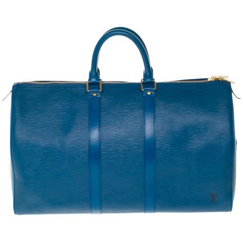 Louis Vuitton Blue Epi Leather Toledo Keepall 50 Boston Duffle Travel Bag 44lk98 For Sale At 1stdibs