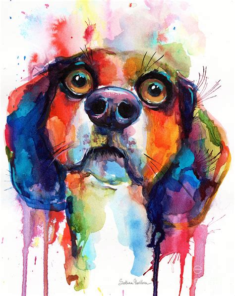 Funny Beagle Dog Art Painting By Svetlana Novikova