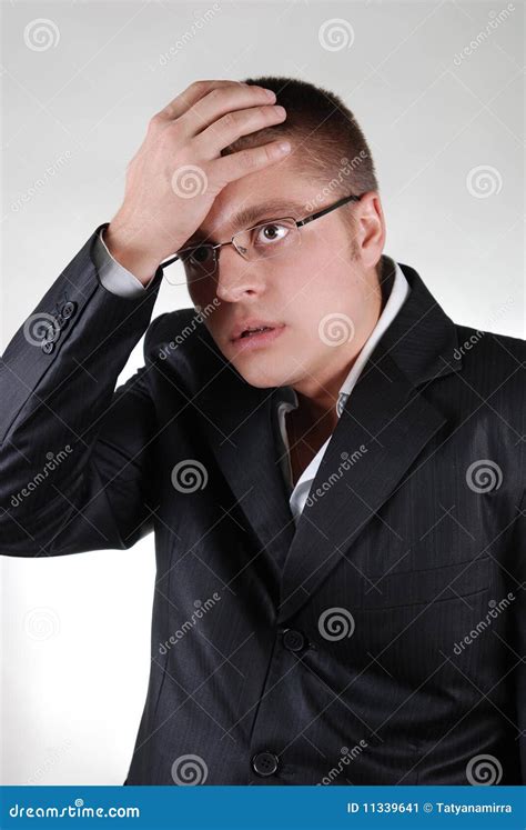 Young Businessman Having A Headache Stock Image Image Of Depression