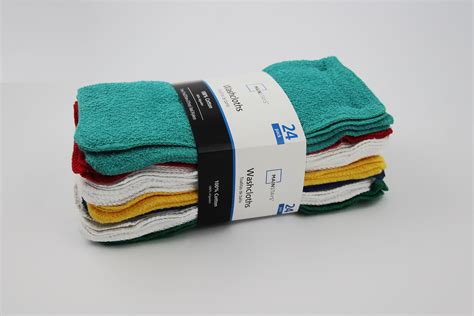 Mainstays Cotton Washcloth Bundle Collection 24 Pack True Bright