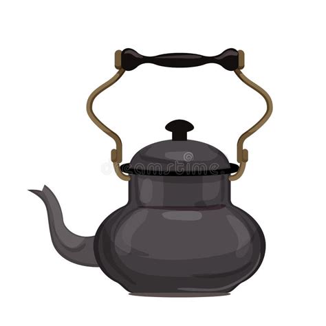 Vintage Teapot Tea Kettle Cartoon Vector Illustration Stock Vector