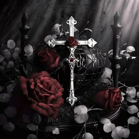 Premium Photo Gothic Illustration Of A Cross With Roses