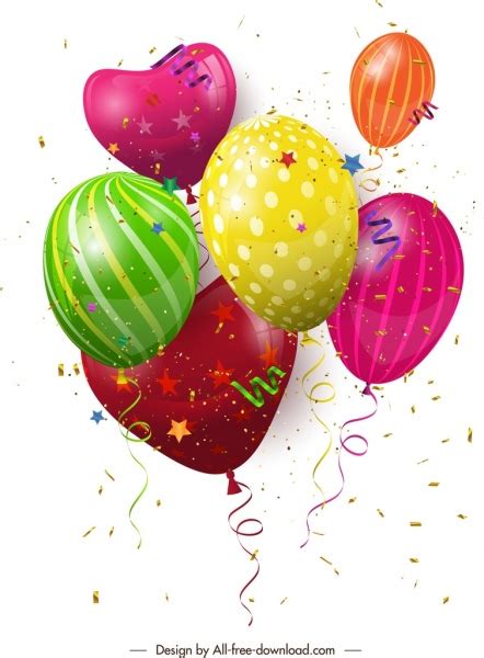 Happy Birthday Colorful Balloons Art Background Vector Vectors Graphic