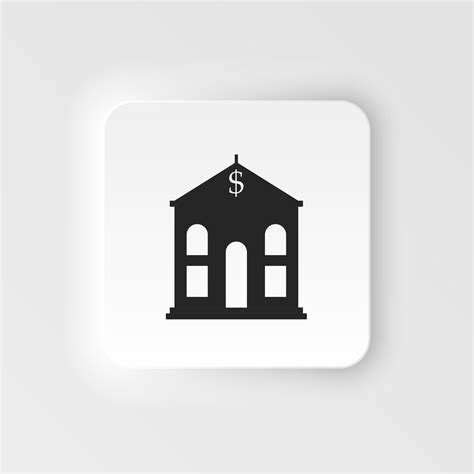 Bank Building Neumorphic Style Icon Government Illustration