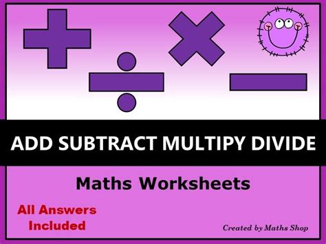 Add Subtract Multiply Divide Basic Operations Worksheets