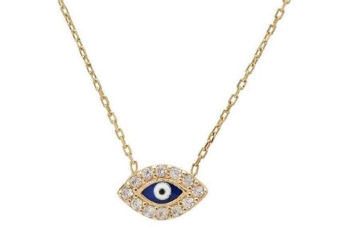14K Gold Evil Eye Necklace Dainty Evil Eye Necklace Solid Yellow Gold