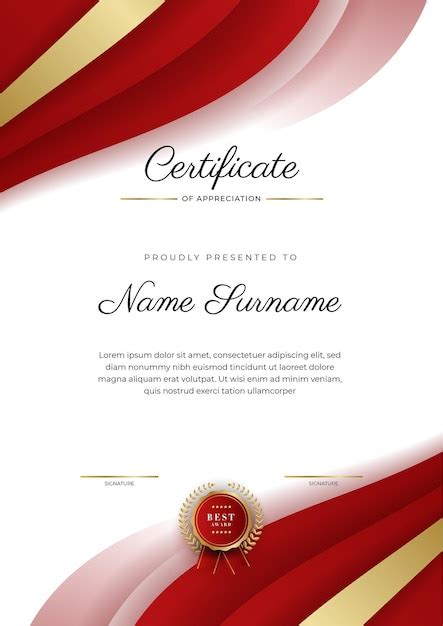 Premium Vector Elegant Dark Red And Gold Diploma Certificate Award