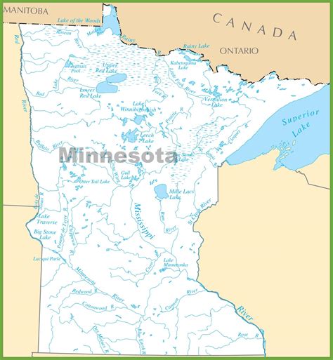 Minnesota Map With Lakes And Rivers Interactive Map