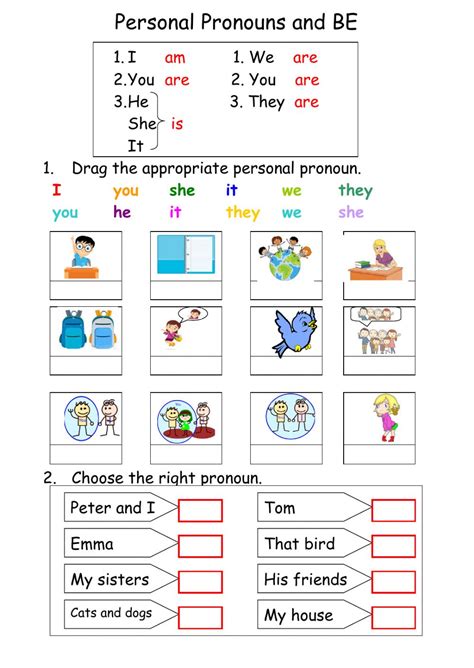 Ask your child trace and write the word 'he'. Ejercicio de Personal pronouns and BE