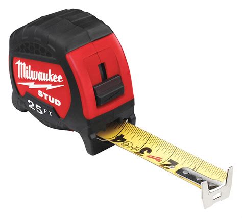 milwaukee 25 ft steel sae tape measure black red 55ed66 48 22 9725 grainger