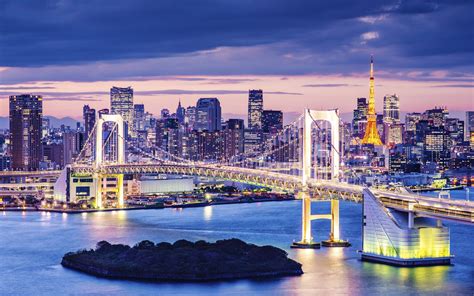 View Of Rainbow Bridge And Minato From Odaiba In Tokyo Odaiba Tokyo