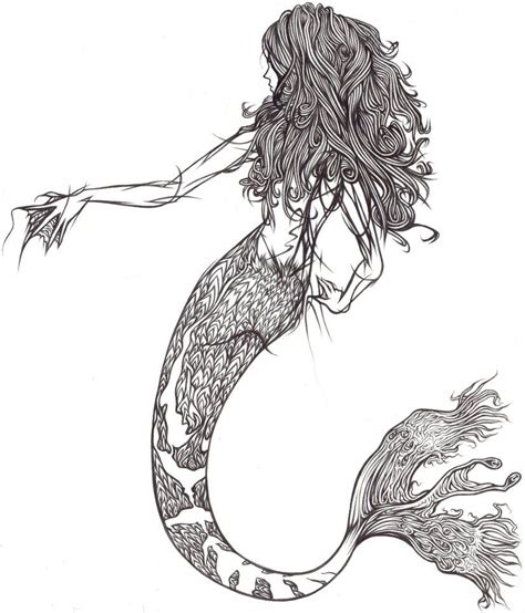 Mermaid Line Art By Demik109 On Deviantart Mermaid Drawings Line Art