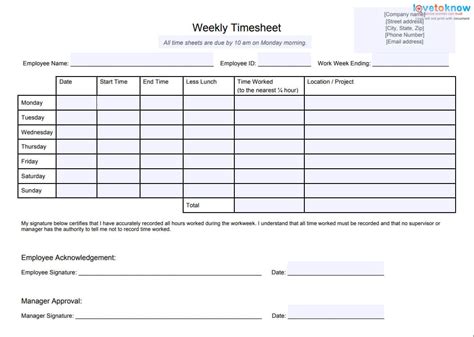 10 Best Timesheet Templates To Track Work Hours Throughout Weekly Time