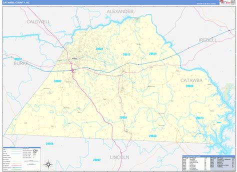 Catawba County Nc Zip Code Wall Map Basic Style By Marketmaps Mapsales
