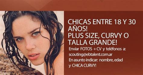 casting en argentina se buscan chicas entre 18 y 30 años talla grande para comercial