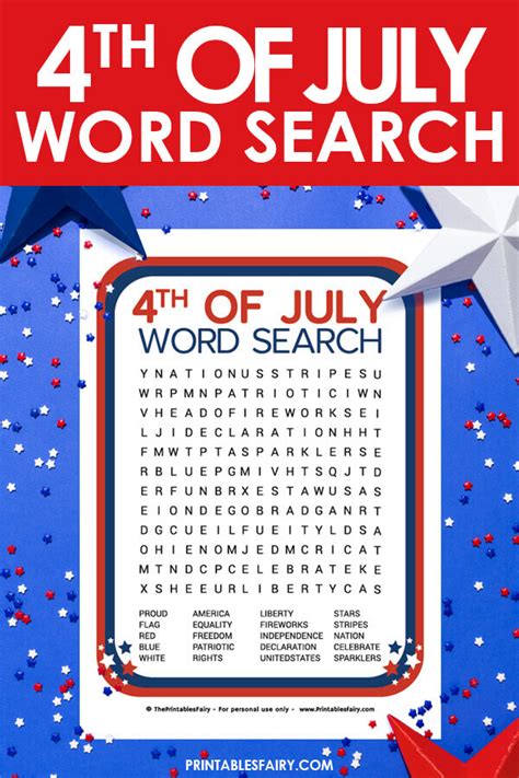 4th Of July Word Search Free Printable The Printables Fairy
