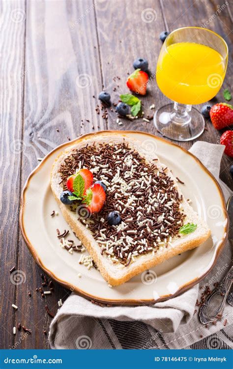 Slice Of Bread With Hagelslag Chocolate Sprinkles Stock Image Image