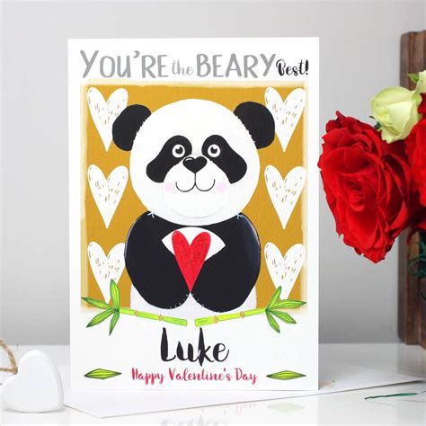 Personalised Panda Valentine S Card By Liza J Design Panda Card Valentines Cards Bear