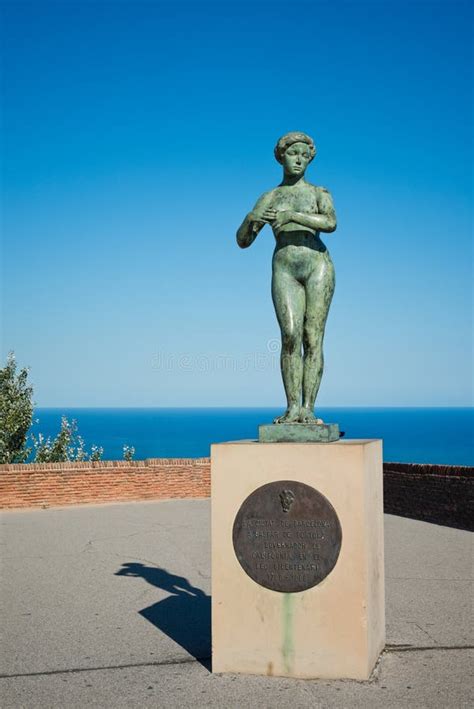 Statue Of Naked Woman At Montjuic Castle In Barcelona Editorial