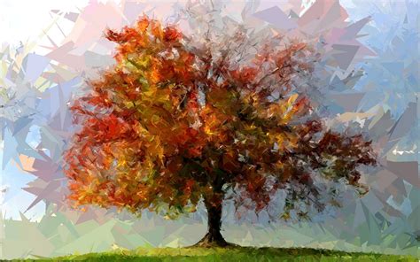 Painting Tree Art Abstract Fotosketcher Shattered Autumn F Wallpaper