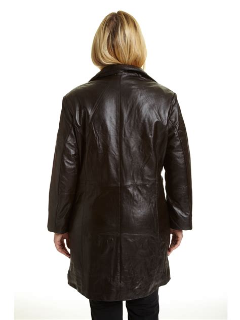 Excelled Womens Plus Size Lambskin Leather Pencil Coat
