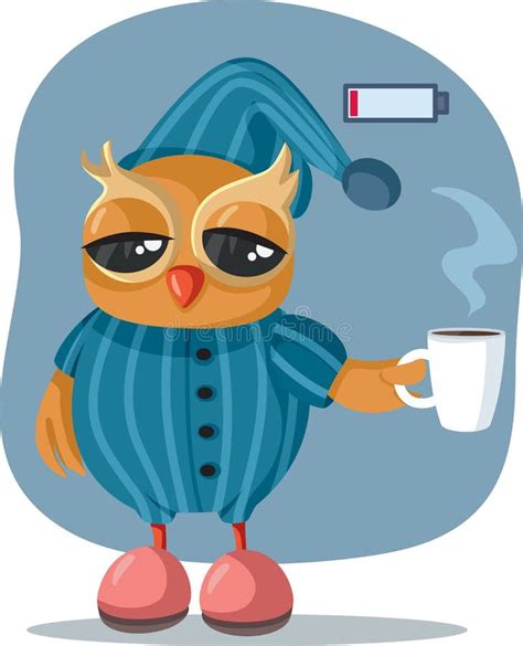 Exhausted Night Owl Having No Energy Vector Cartoon Illustration Stock