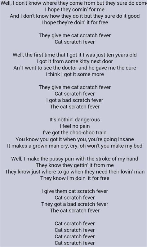 Search for instant quality results at helping.com. cat: Cat Scratch Fever Ted Nugent Lyrics