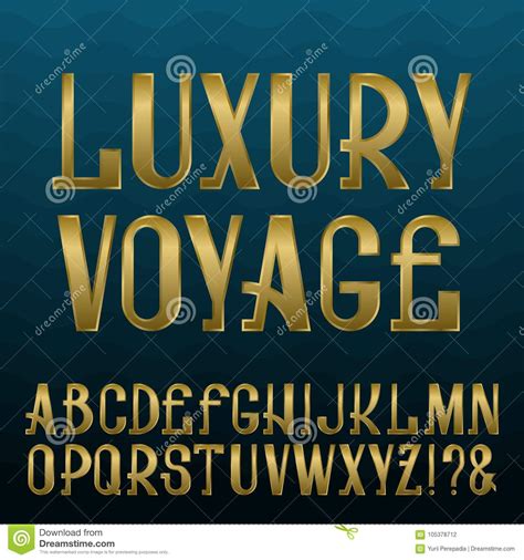 Presentable Retro Style Font Golden Capital Letters And Numbers