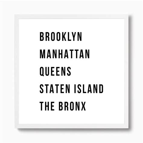 The Five Boroughs Of New York Art Print By Typologie Paper Co Fy