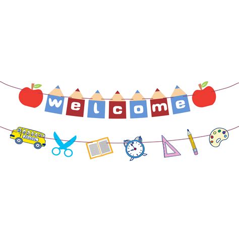 Welcome Banner Kids Back To School Theme Party Supplies Apple Pencil
