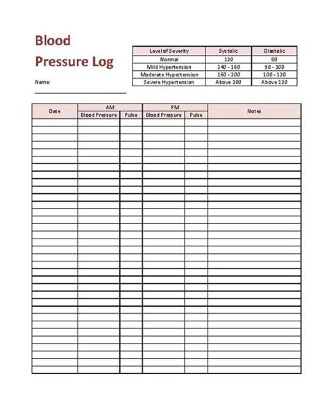 Blood Pressure Chart Worksheet 2