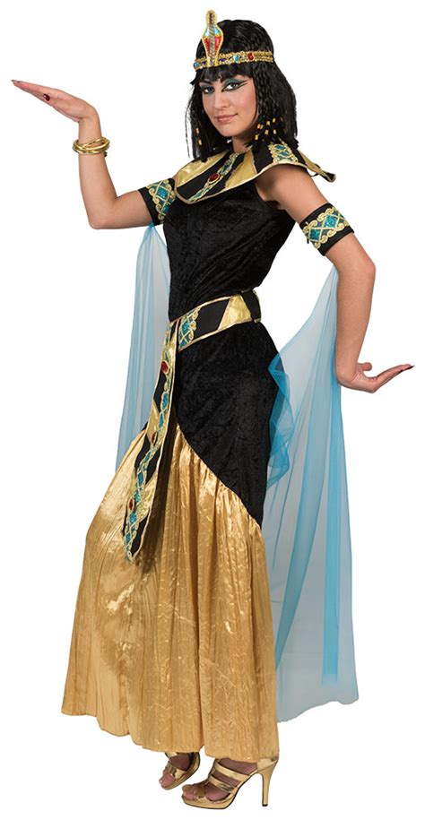 Cleopatra Kostüm Damen Ägyptische Kaiserin Pharaonin Schwarz Gold Damen Kostüm K Ebay