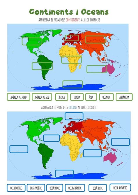 Continents i oceans - Interactive worksheet | Continents and oceans
