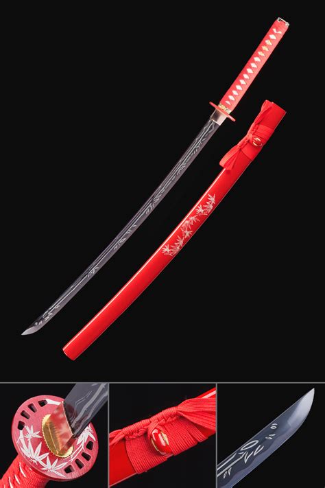 Red Katana Handmade Japanese Katana Sword 1045 Carbon Steel With Red