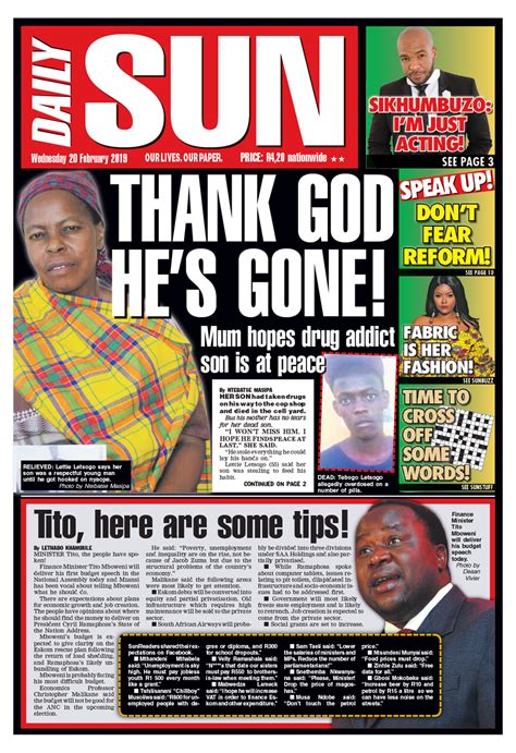 Todays Front Page Daily Sun
