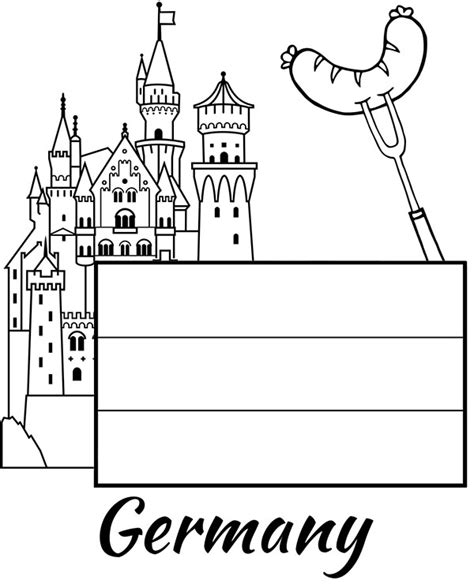 Germany Flag Coloring Sheets For Children To Print Sausage Germany