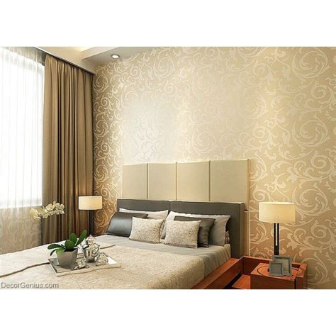 Popular 3d Design Bedroom Wallpaper Light Gold Modern