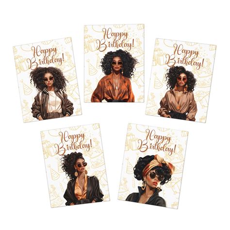 Black Woman Birthday Cards 5 Pack African American Etsy