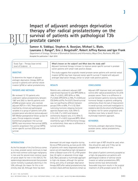 Pdf Impact Of Adjuvant Androgen Deprivation Therapy After Radical Prostatectomy On The