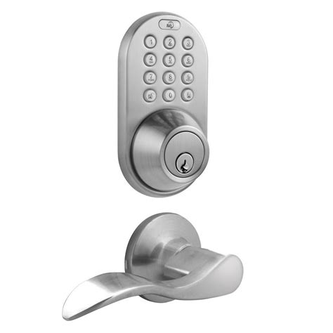 Milocks Satin Nickel Keyless Entry Deadbolt And Lever Handle Door Lock