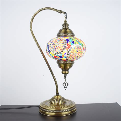 Mosaic Swan Neck Table Lamp Size Various Colors Turkish Lamp