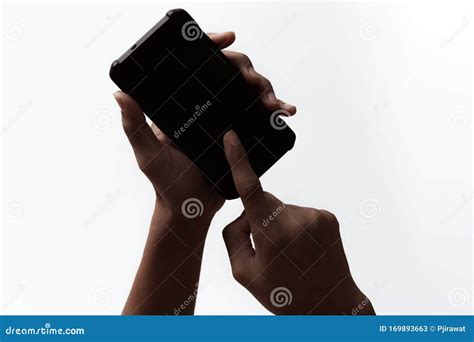 African American Person Holding A Mobile Smartphone Concept Of Black