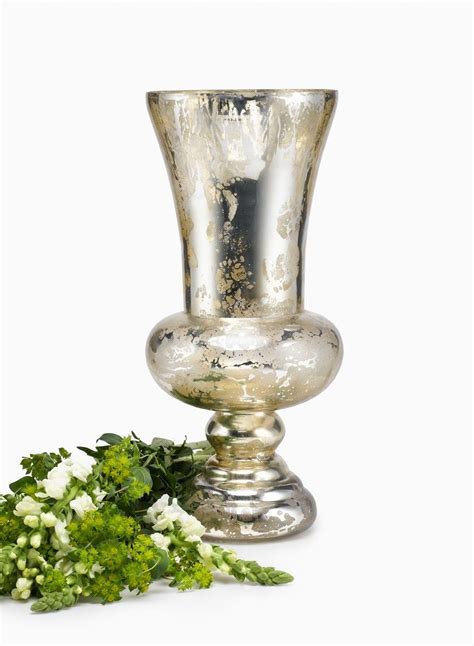 7 X 16 12 Antique Silver Glass Urn Wedding Vase Centerpieces