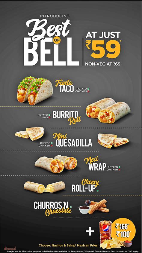 Menu of Taco Bell, Opposite Punjagutta Metro Station, Panjagutta